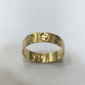 18K Solid Yellow Gold Band Ring Size 5.5 - Women