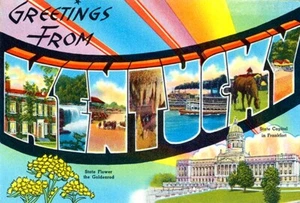 Grüße aus Kentucky - Frankfurt - 1930er - Vintage Postkartenmagnet - Bild 1 von 2