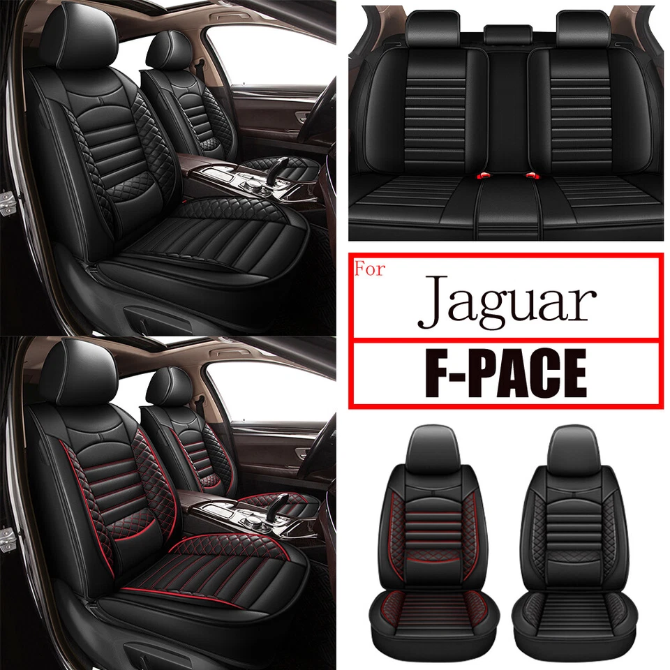 Car 2/5 Seat Covers Fuax Leather For Jaguar F-PACE 2017-2024 Protector Pad Black Foto 1 de 1