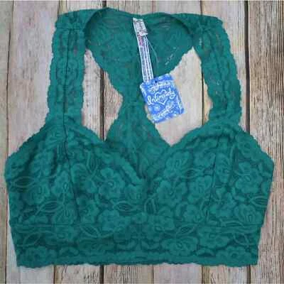 Free People Bralette Womens Small Galloon Lace Racerback Dark Green S - Image 1 of 4