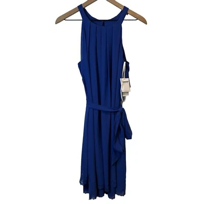 NWT Jessica Simpson Womens Cobalt Blue Eyelet Ruffle Layered Sleeveless Dress 8 - Image 1 of 4