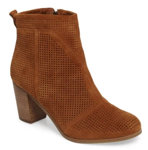 NUEVO TOMS Lunata Botín al Tobillo/Crebilla Lateral Talla US 7/37.5 Canela Gamuza Perforada - Imagen 1 de 12