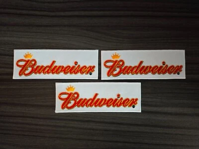 3pcs BUDWEISER BEER Soda Iron on Patch or Sew Embroidered on fabric or leather00 - Image 1 of 4