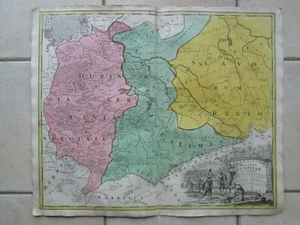 Grande carte coloriée 1732 de HAUTE SAXE et THURINGE. - Picture 1 of 6