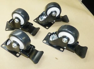 Set Of 4--3'' Swivel Caster Wheels With Lock - Picture 1 of 5