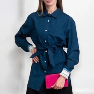 Golden Goose Shirt NWT Deluxe Belted Button Up Blue Womens Size Small fits M - Picture 1 of 6