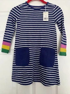NWT Mini Boden Striped Dress Size 6-7 Y - Picture 1 of 6