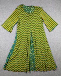 Gudrun Sjoden Women Dress Medium Chevron Stripe Polka Dot Floral Swing Funky - Picture 1 of 13