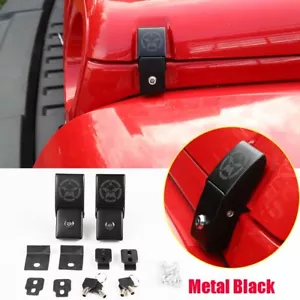 Locking Hood Catch Latch Buckle Lock For Jeep Wrangler JK JL JT Gladiator Skull - Foto 1 di 9