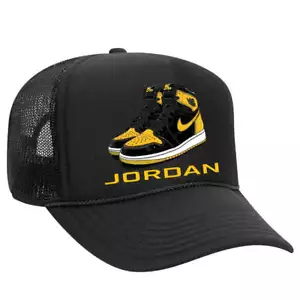 Fly High nello stile: cappello snapback camionista nero Air Jordan giallo e nero - Foto 1 di 3