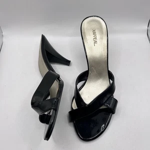X-Appeal Black Patent Leather Mules Pump Slide Criss Cross Strap Size 9 M - Picture 1 of 9