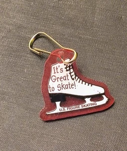 US Figure Skating It's Great To Skate Small Red Key Chain Authentic Rare - Picture 1 of 7