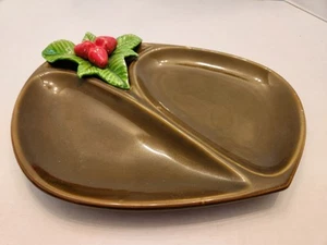 MCM 12in Green/Red With Strawberry Attached 2 Compartments Serving Tray - Picture 1 of 8