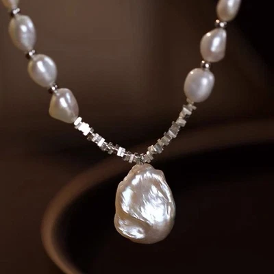 June Pearl Natural White luster baroque 20 mm kasumi pearl necklace 18" — 第 1/4 张图片