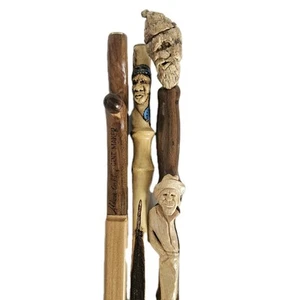 VTG Hand Carved Wooden Walking Stick Cane Alden Oakley OOAK 57" 3 Piece Folk Art - Picture 1 of 23