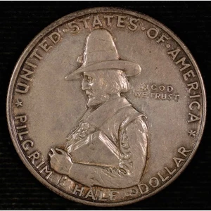 Classic Silver Commemorative Half Dollar. 1920 Pilgrim. EF Lot # 9061-133-070 - Picture 1 of 2