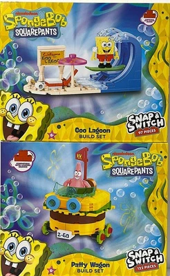 Snap & Switch SpongeBob Squarepants PATTY WAGON & GOO LAGOON Build Set of 2 NEW - Image 1 of 4