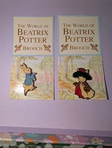 Pair of Beatrix Potter Peter Rabbit Brooch Badges BNWT Some discolouration - Picture 1 of 8