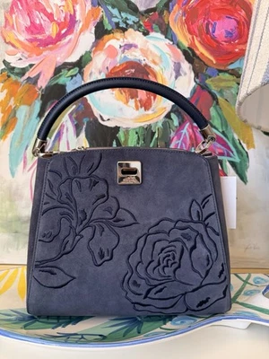 Nuevo con etiquetas Bolso Cartera Kate Spade Phoebe Gamuza Bordado Medio Asa Superior Azul Foto 1 de 4