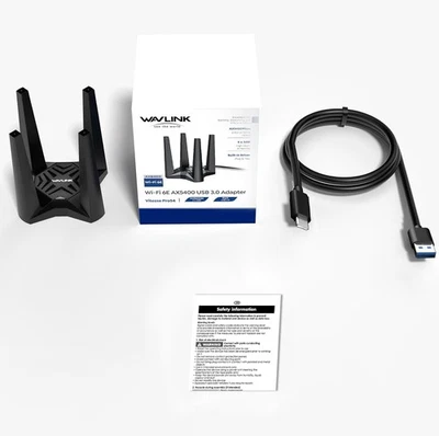WAVLINK WiFi 6E USB Adapter for Desktop PC, AX5400 Portable WiFi Adapter - Image 1 of 4