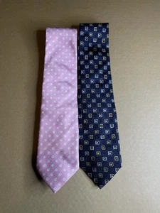 CANALI 100% Silk Lot Of 2 Geometric Neck Tie Made In Italy - Picture 1 of 3