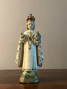 Vintage Infant Of Prague Jesus Figur Statue 11 Zoll - Bild 1 von 12