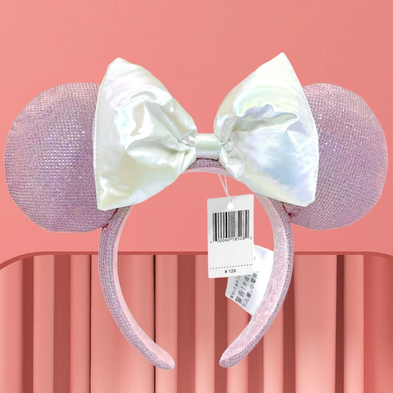 Pink White Ribbon Disney` Parks Tokyo Japan Headband Minnie Mouse Ear NEW - Image 1 of 4