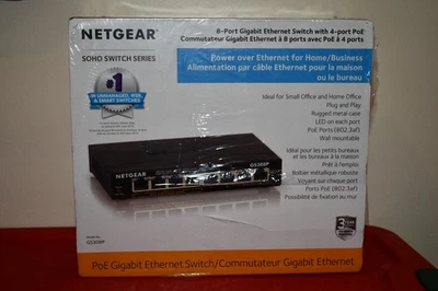 NETGEAR GS308P 8-port Gigabit Ethernet Switch with 4-port PoE - New Sealed - Image 1 of 4