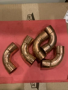 Lot of 5 JW Solder HVACR Copper 90' Long Turn Elbow, for 1 1/8 OD 1" Nom NOS - Picture 1 of 6