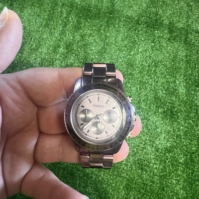 Womens Fossil Stella Champagne Dial Quartz Chronograph Wrist Watch CH2708 - Image 1 of 4