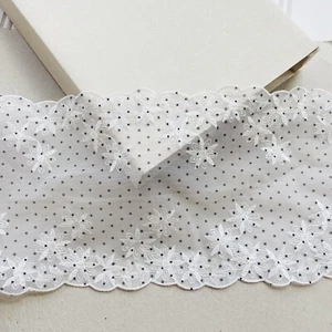 2 Yards Stretch Polka-dot Double-edged Lace Trim/Sewing/Crafts/Bows/4.75" Wide - Picture 1 of 16