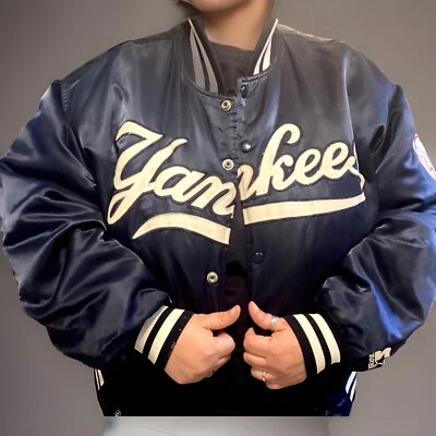 Rara Chaqueta de Arranque Satinada New York Yankees NY 1998 Campeones de la Serie Mundial Hombres L Foto 1 de 4