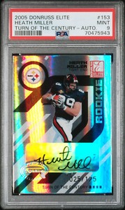 2005 Donruss Elite Turn of the Century 153 Heath Miller Auto PSA 9 Mint Steelers
