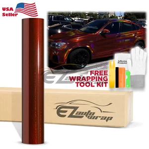 Holographic Glitter Burgundy Rainbow Chrome Car Vinyl Wrap Sticker Decal Sheet - Picture 1 of 12
