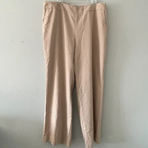 Avenue Womens 18 Average Khaki Tan Wide Leg Work Trouser Dress Pants Side Zip - Picture 1 of 18