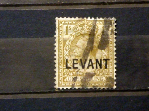 British Levant 1921 SGL23 1s Bistre-brown GU Cover