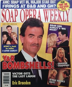 ERIC BRAEDEN / THE YOUNG & RESTLESS January 23, 2001 SOAP OPERA WEEKLY Magazine - Picture 1 of 2