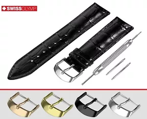 Se adapta a CERTINA Negro brillante Genuine Leather Correa de la correa para hebilla Cierre de pasadores - Imagen 1 de 12