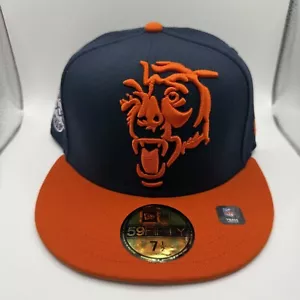 New Era 59Fifty Chicago Bears NFL Fitted Hat Super Bowl Navy & Orange Size 7 1/2 - Picture 1 of 14
