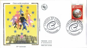 2011-Fdc.Enveloppe soie 1°jour-Conseil de l'europe-Chartre-Timbre de service.150 - Imagen 1 de 1