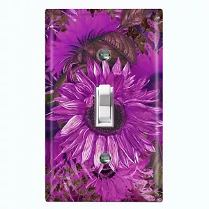 Metal Light Switch Cover Wall Plate Sunflower Garden Purple Damask SUN009 - Picture 1 of 26