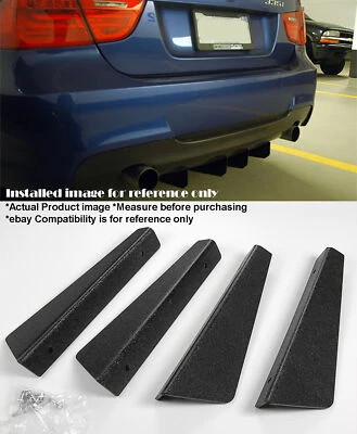 Black 4 Pieces 12" x 2.87" ABS Textured Rear Bumper Diffuser Shark Fin For Dodge - Image 1 of 4