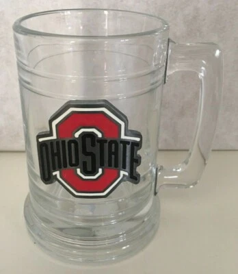 Ohio State Buckeyes Clear Glass Tankard Mug w Metal Logo Medallion  ***new*** - Image 1 of 4