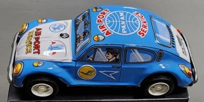 VW Bug Airport Service Model Tin Mini Car Figure Vintage Toy  - Image 1 of 3