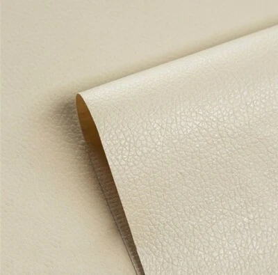 奶油色纯色荔枝纹理仿皮卷 12" x 55" 胶粘背 — 第 1/2 张图片