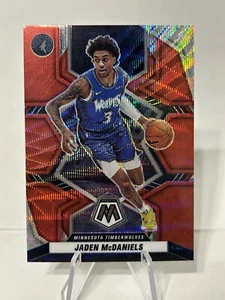 2021-22 Mosaic Basketball Red Wave #17 Jaden McDaniels - Timberwolves - Picture 1 of 2