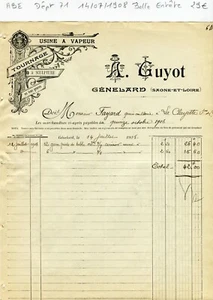 Dépt 71 - Génelard - Belle Entête Tournage & Sculpture du 14/07/1908 A Voir !!!! - Bild 1 von 1