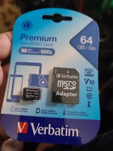 Carte mémoire Verbatim MicroSDXC - Noire 64 Go - Photo 1 sur 2