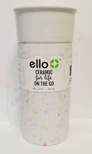 Taza de viaje de cerámica Ello Ogden 16 oz funda de silicona moteada funfetti sin BPA - Imagen 1 de 3