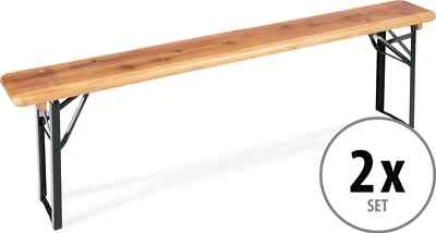 STAGECAPTAIN Set 2x panca birra pieghevole panca da campeggio legno naturale panca tenda birra panca pieghevole 170 cm